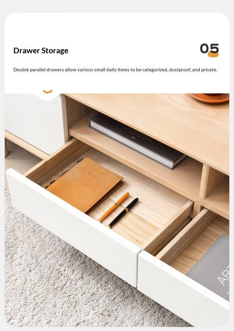 Oak Solid Wood TV Cabinet with Storage.