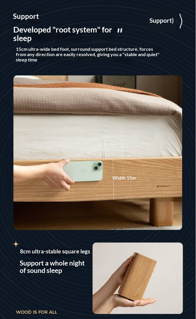 Ash, Beech Solid Wood Modern Simple Luminous Bed