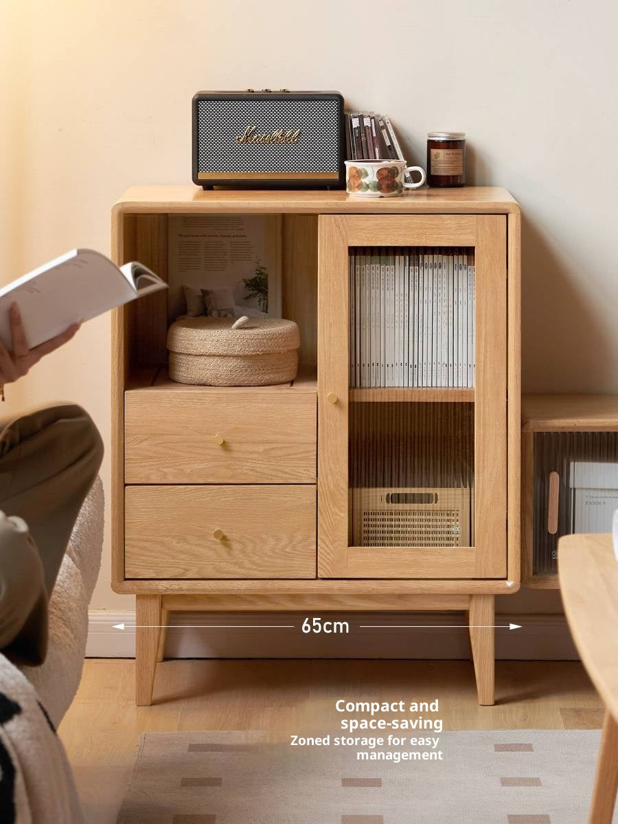 Oak, Beech Solid Wood, Solid Rubberwood Side Cabinet Nordic Style