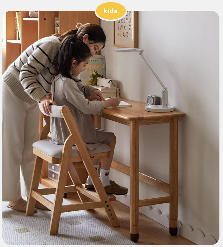 Oak Solid Wood Lifting Study Table Narrow Kids Desk