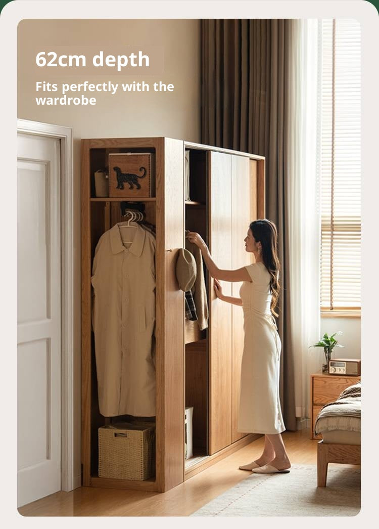 Oak Solid Wood Modern Corner Wardrobe