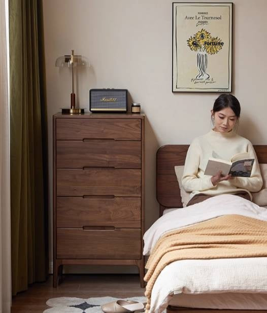 Black Walnut Solid Wood Modern Nordic Style Side Cabinet