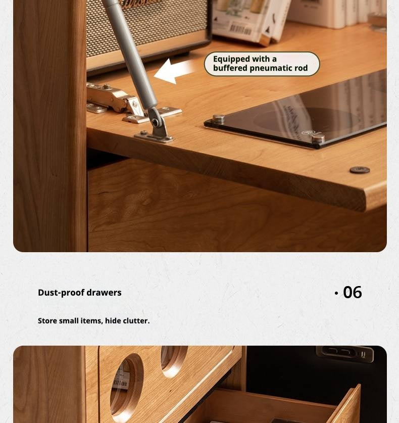 Cherry Solid Wood Retro Storage Side Cabinet.