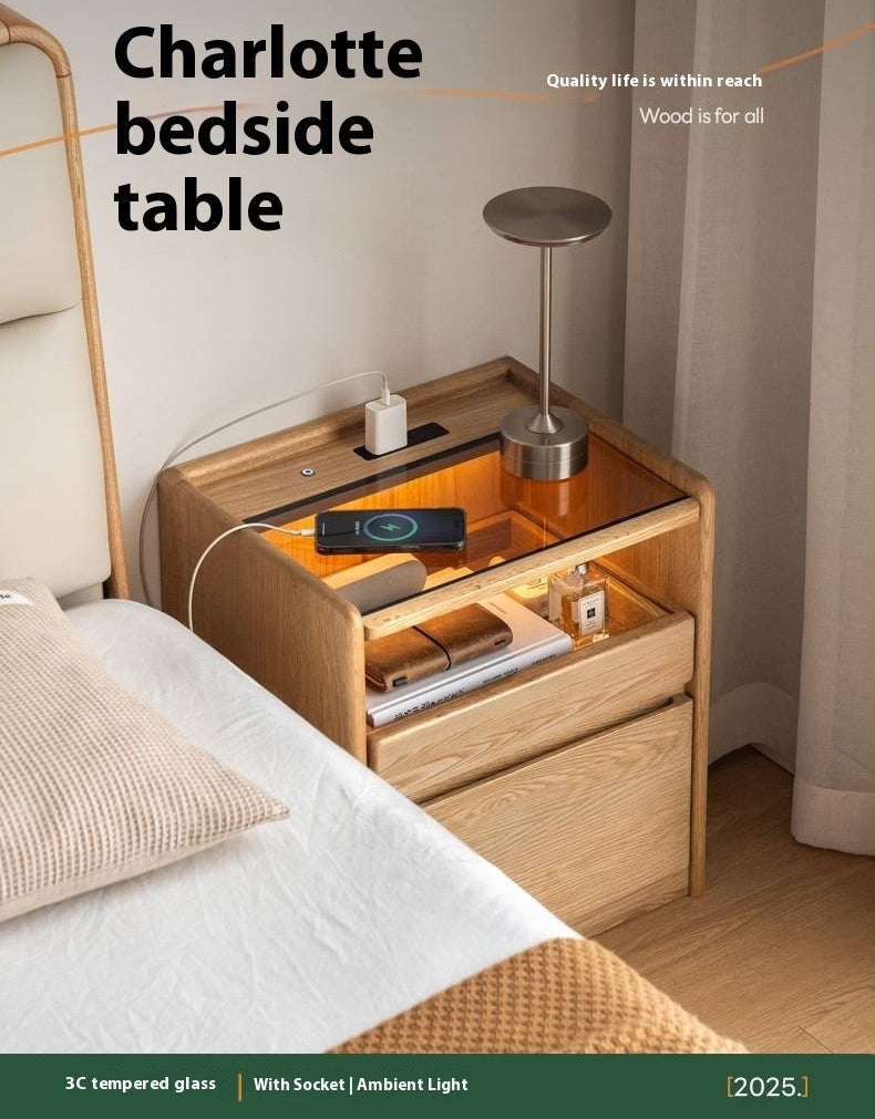 Ash Solid Wood Modern Nightstand