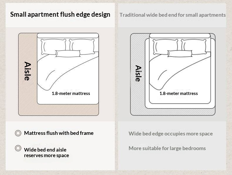 Oak Solid Wood Upholstered Bed — Modern Minimalist Design with Flush Edges
