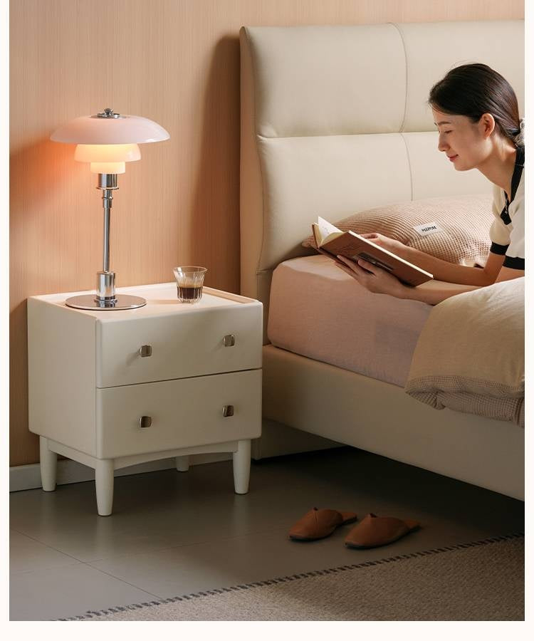 Solid Rubberwood Modern Nightstand