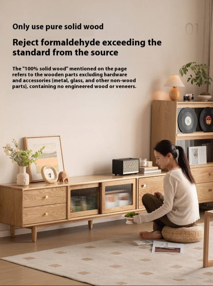 Ash Solid Wood Modern TV Cabinet