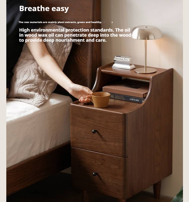 Black Walnut Solid Wood Retro Style Nightstand