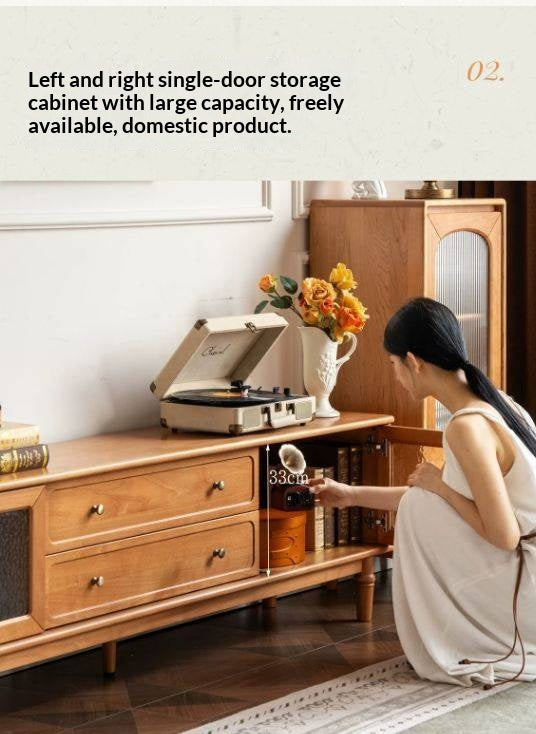Birch Solid Wood French Country TV Console with Turned Legs