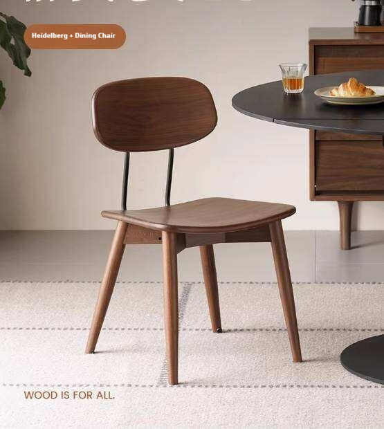 Set 2 pcs Black Walnut, Oak Solid Wood Italian Style Side Chair for Dining Room