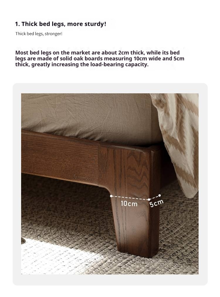Oak solid wood bed with light walnut-color