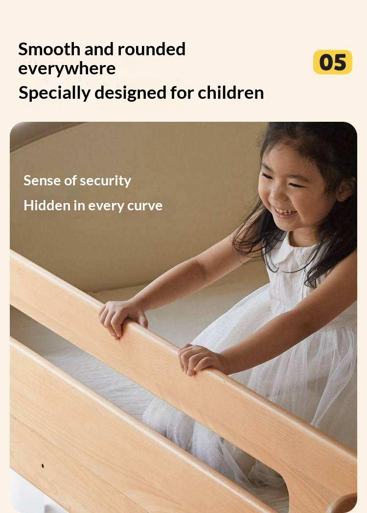 Beech Solid Wood Compact Bunk Bed, Suitable for Adults and Children