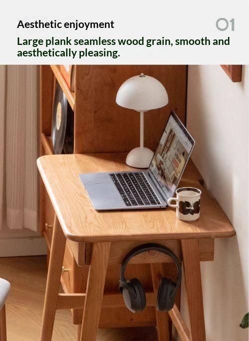 Solid wood desk with drawers, medieval cherry wood writing desk