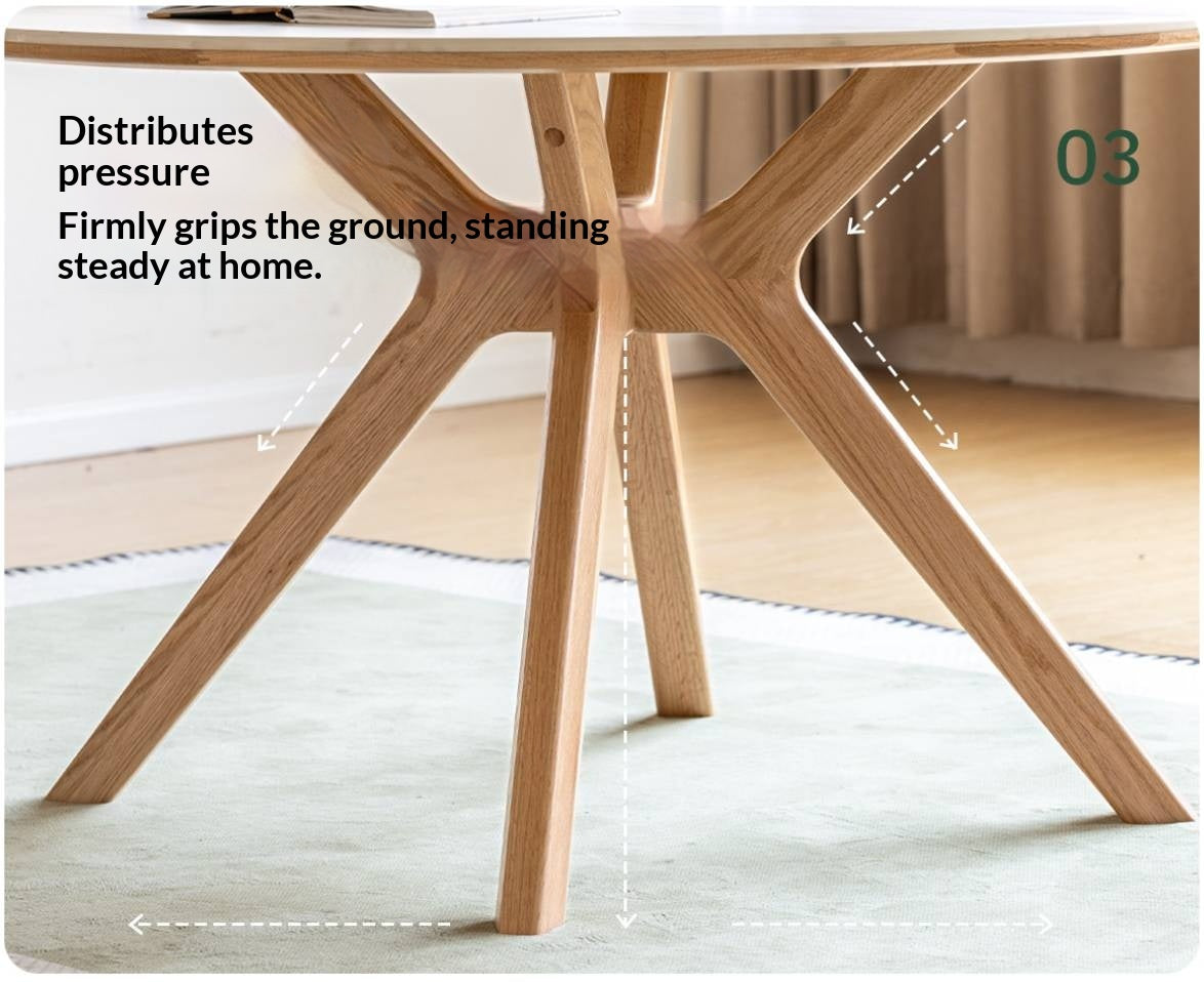 Oak Solid Wood Round Dining Table with Optional Sintered Stone Top and Chairs