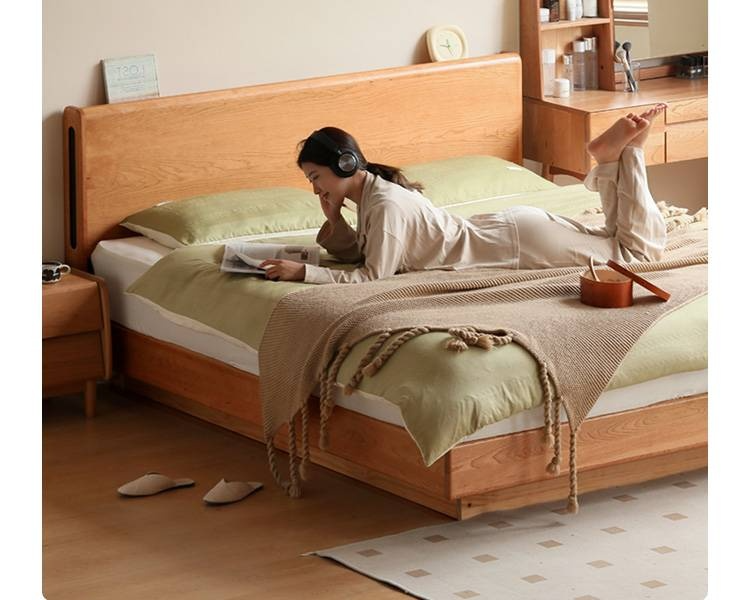 Cherry Solid Wood Night Light Suspended Box Bed