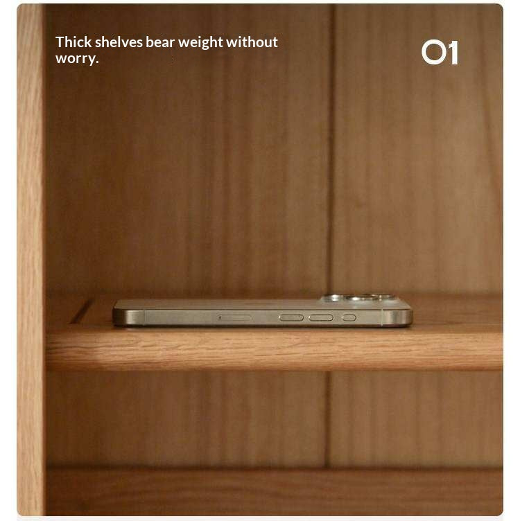 Oak, Solid Rubberwood Modern Minimalist Combination Bookcase