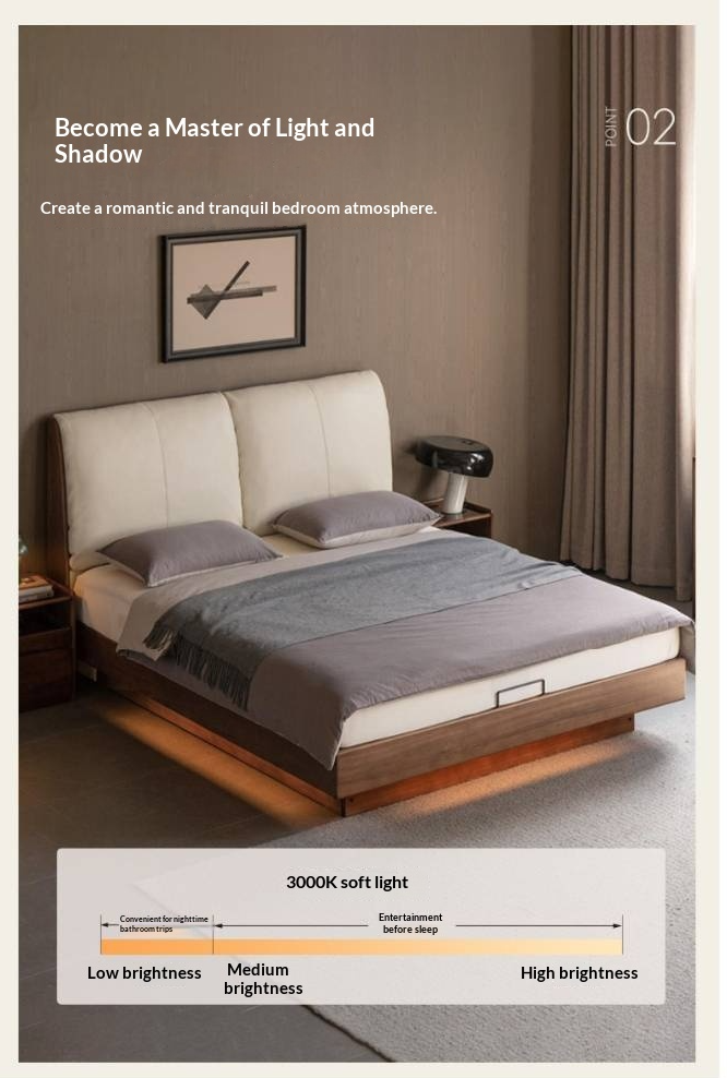 Black Walnut Solid Wood Italian Luxury Leather Bed