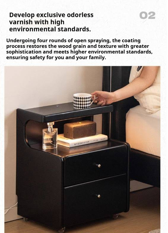 Solid RubberWood Multi Functional Nightstand.