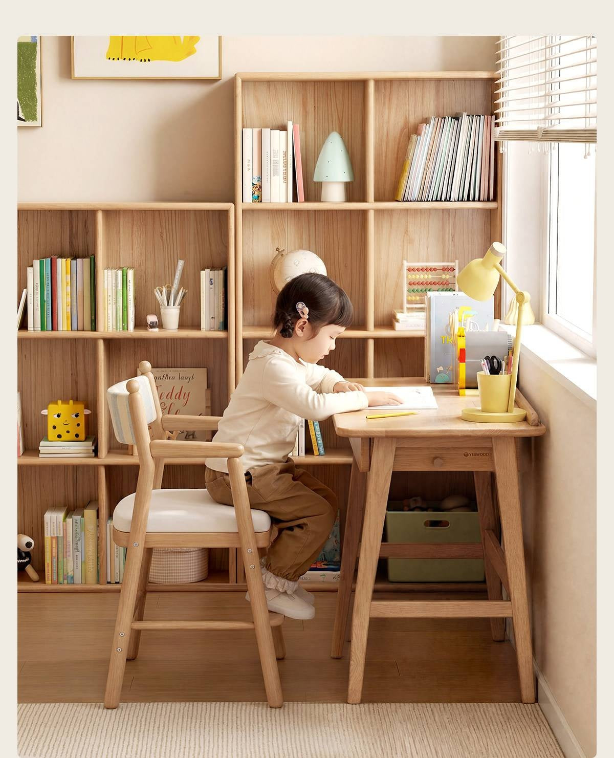 Oak Solid Wood small Office Desk with a drawer
