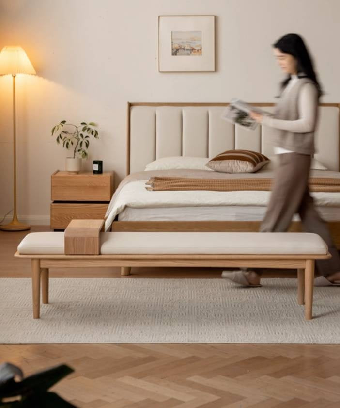 Oak Solid Wood Modern Long Soft Bench