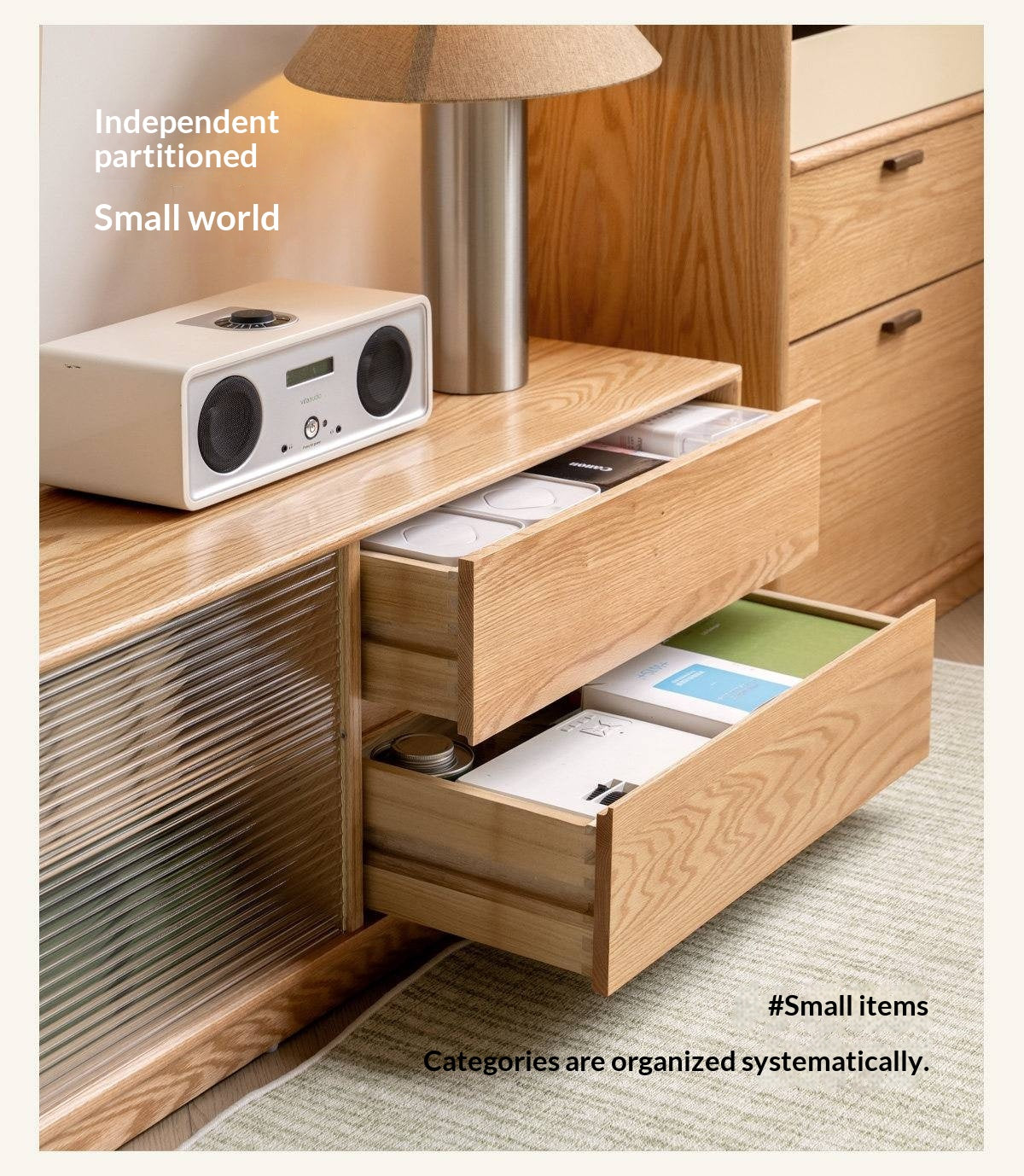 Solid RubberWood, Oak Solid Wood TV Cabinet Floor Combination