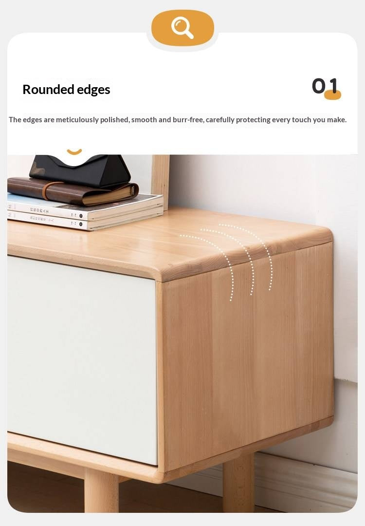 Oak Solid Wood TV Cabinet with Storage.