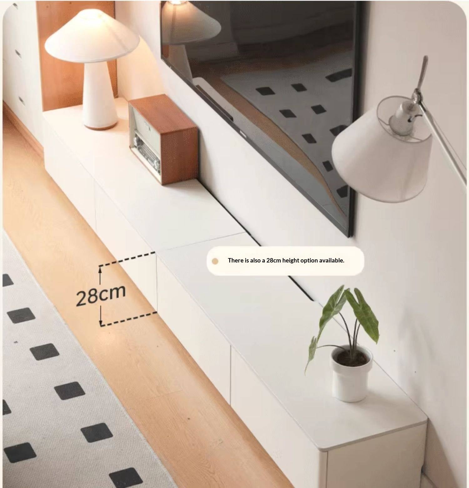 Solid RubberWood Floor Rock Plate TV Cabinet.