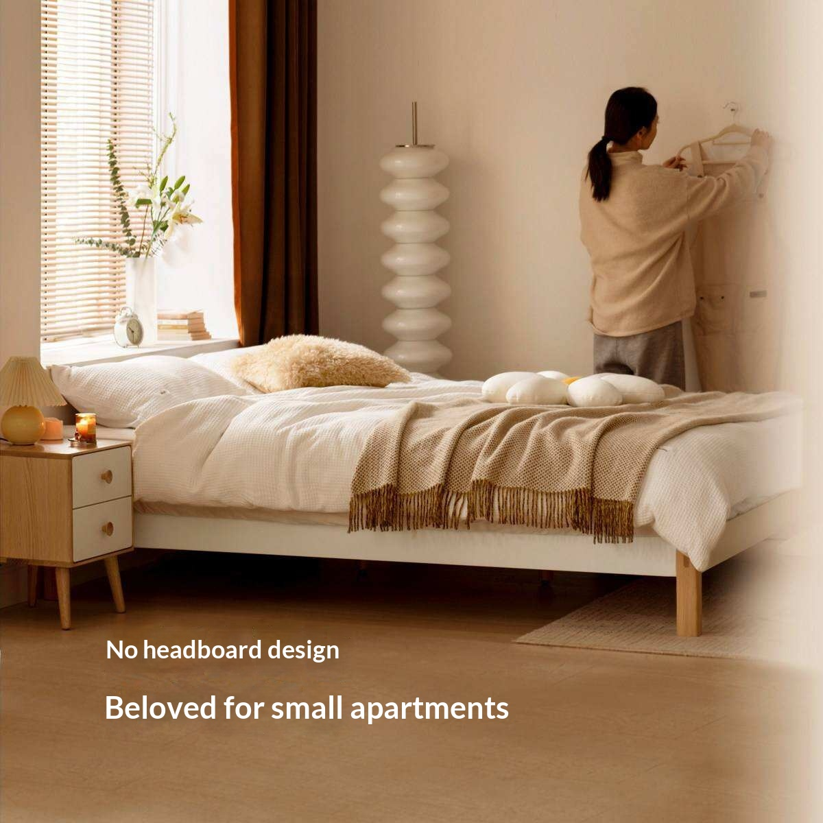 Beech Solid Wood Modern Minimalist Style Platform Bed