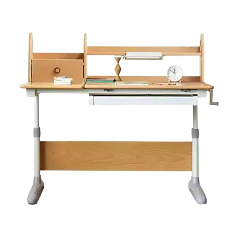 Beech Solid Wood Light Luxury Modern Hand-Cranked Liftable Desk