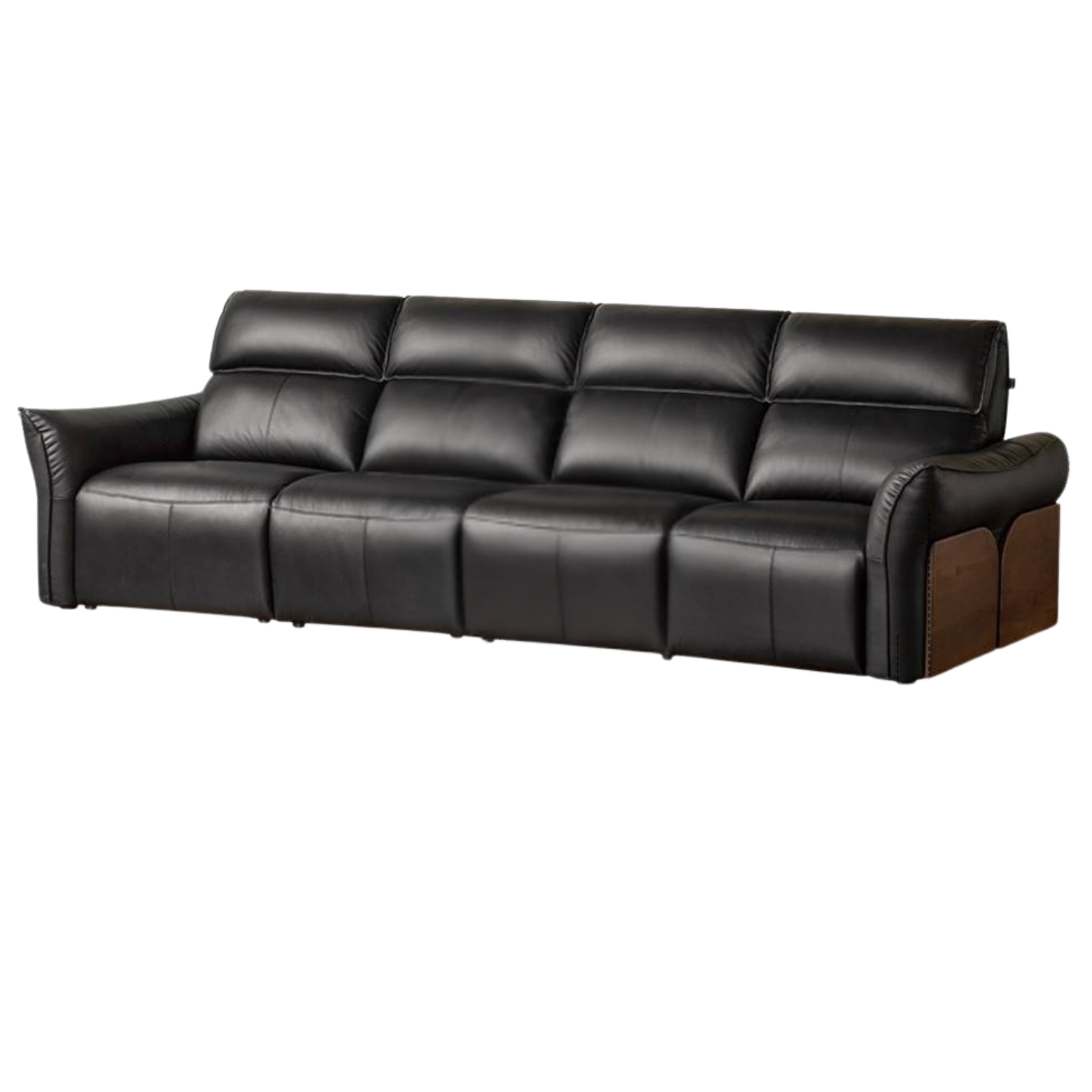 Black walnut solid wood Top Grain Genuine Leather Zero Wall Power Reclining Sofa