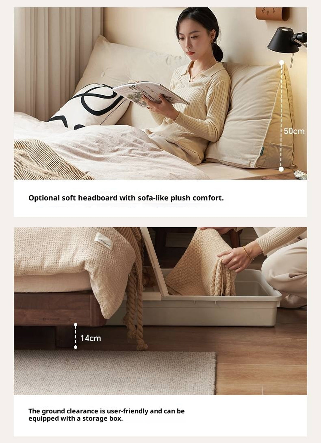 Black Walnut Solid Wood Platform Bed, Headboard-Free Bed