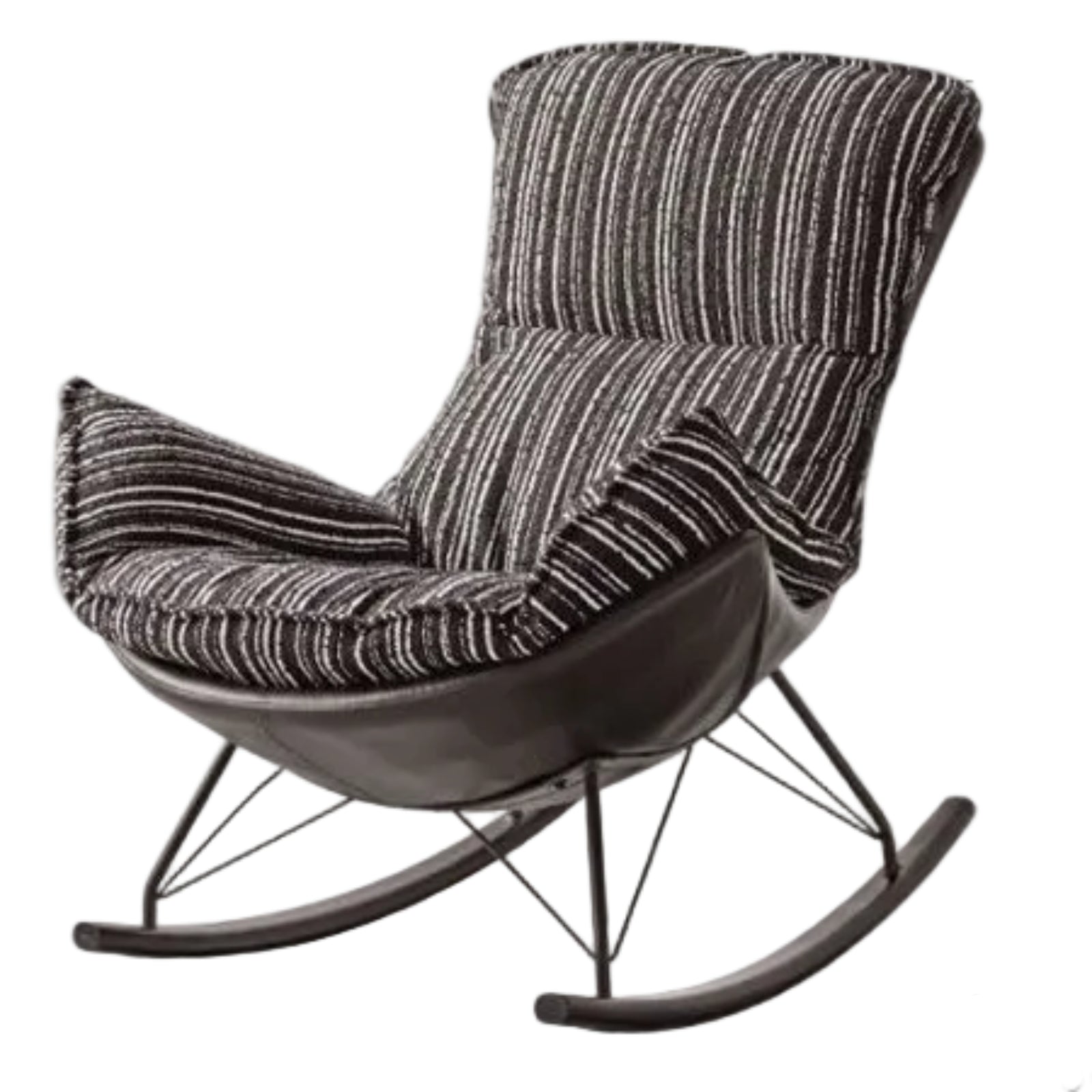 Beech Solid Wood Mid-Century Rocking Lounge Chair with Shell Seat