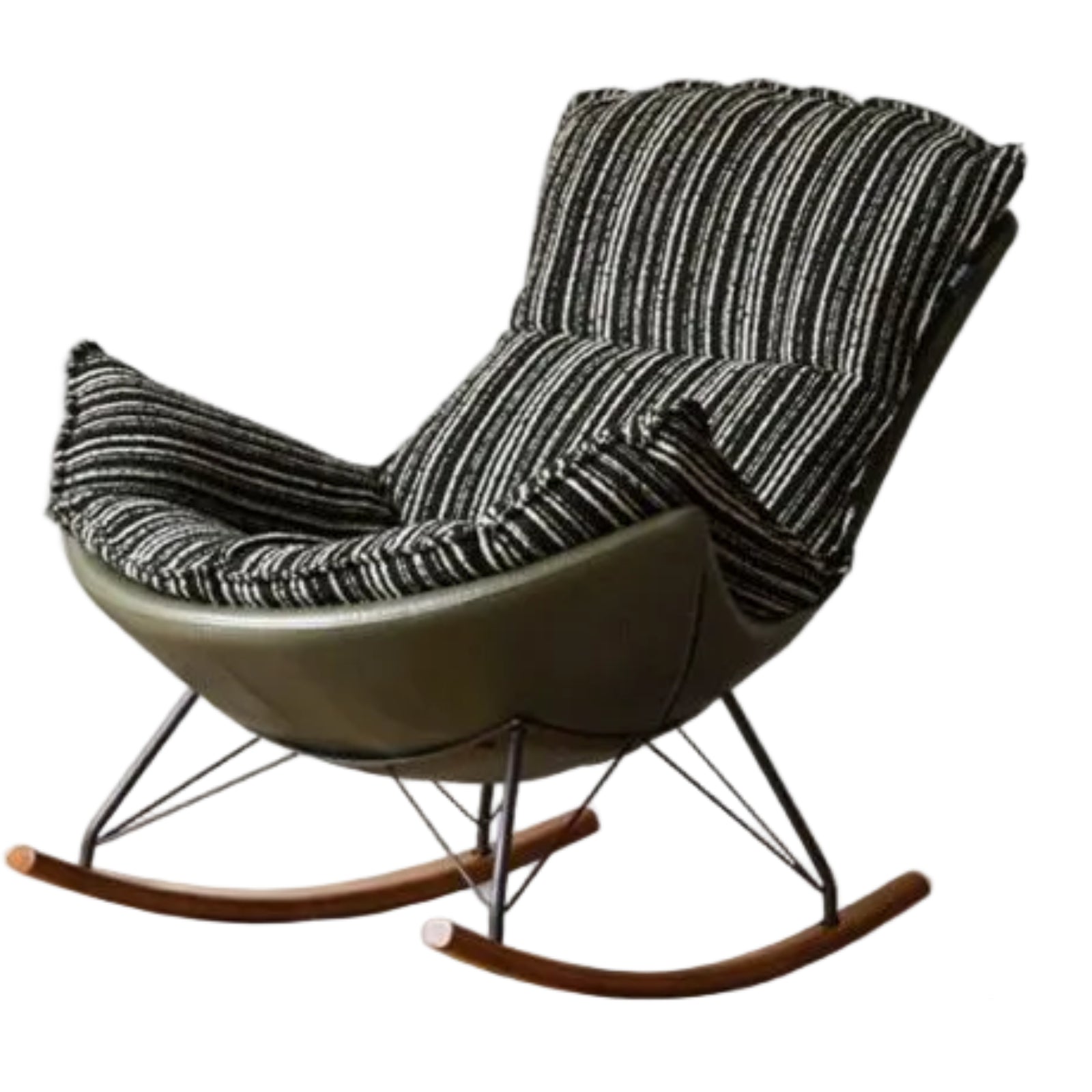 Beech Solid Wood Mid-Century Rocking Lounge Chair with Shell Seat