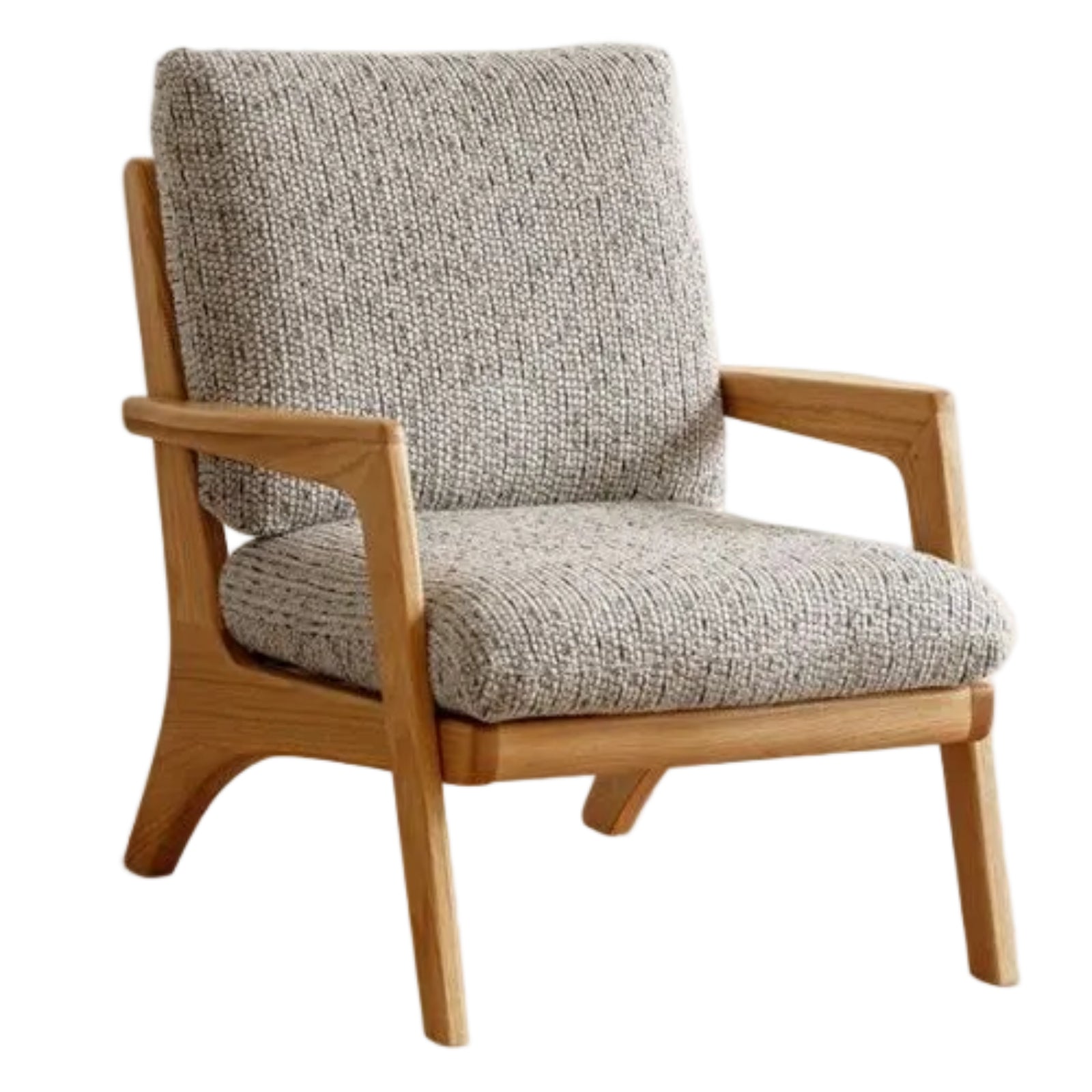 2 pcs -Black Walnut, Oak Solid Wood Lounge Armchair with Angled Frame and Open Armrests