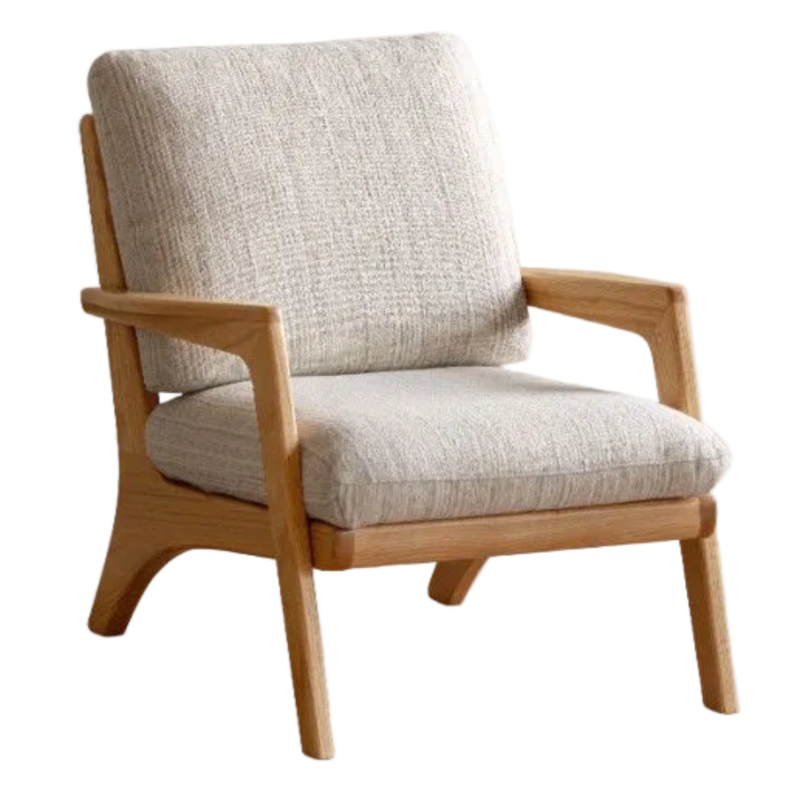 2 pcs -Black Walnut, Oak Solid Wood Lounge Armchair with Angled Frame and Open Armrests