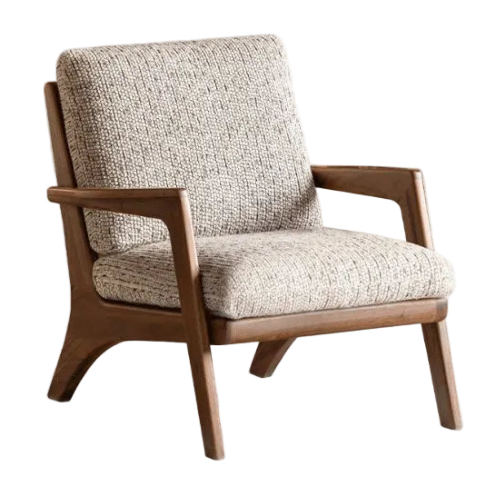 2 pcs -Black Walnut, Oak Solid Wood Lounge Armchair with Angled Frame and Open Armrests