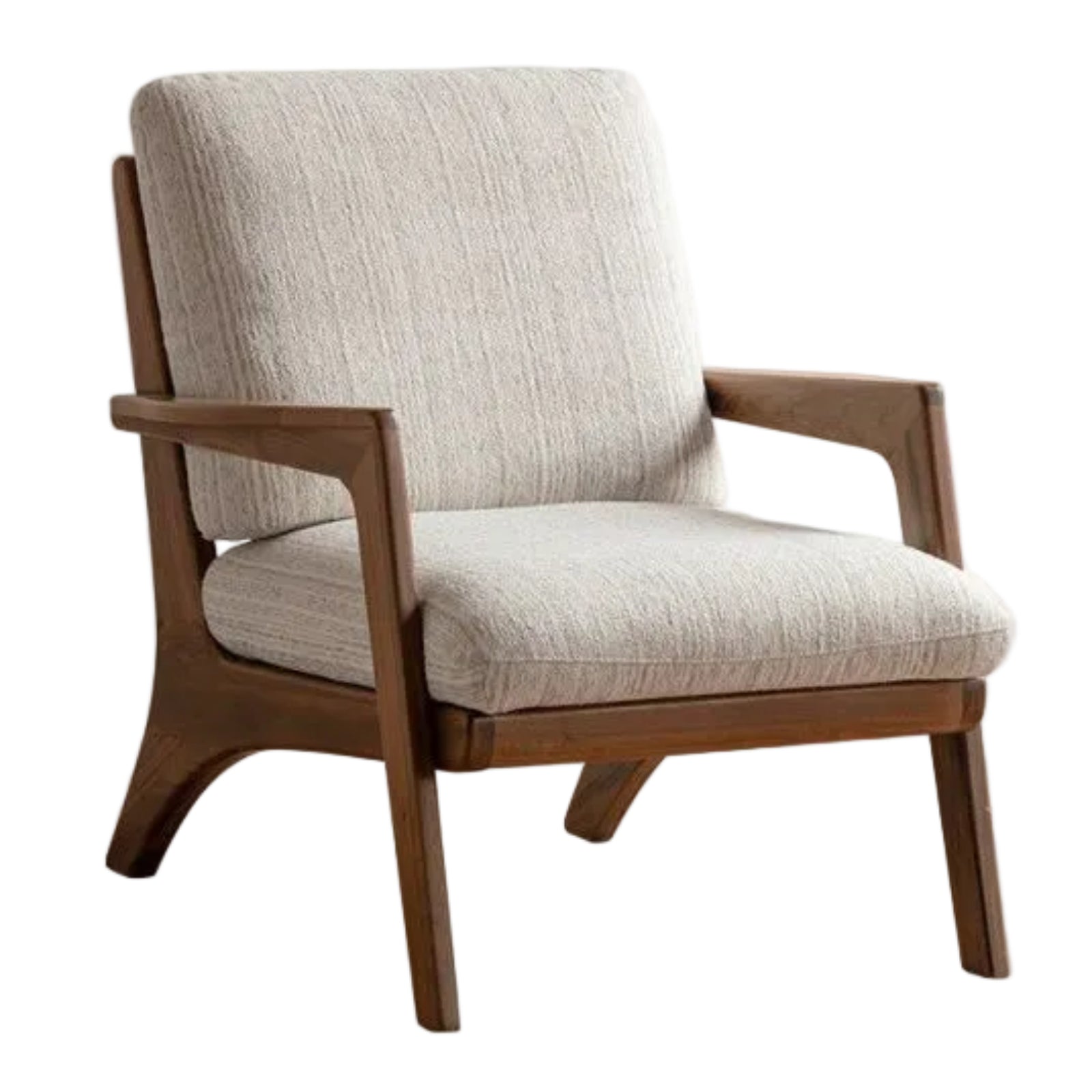 2 pcs -Black Walnut, Oak Solid Wood Lounge Armchair with Angled Frame and Open Armrests