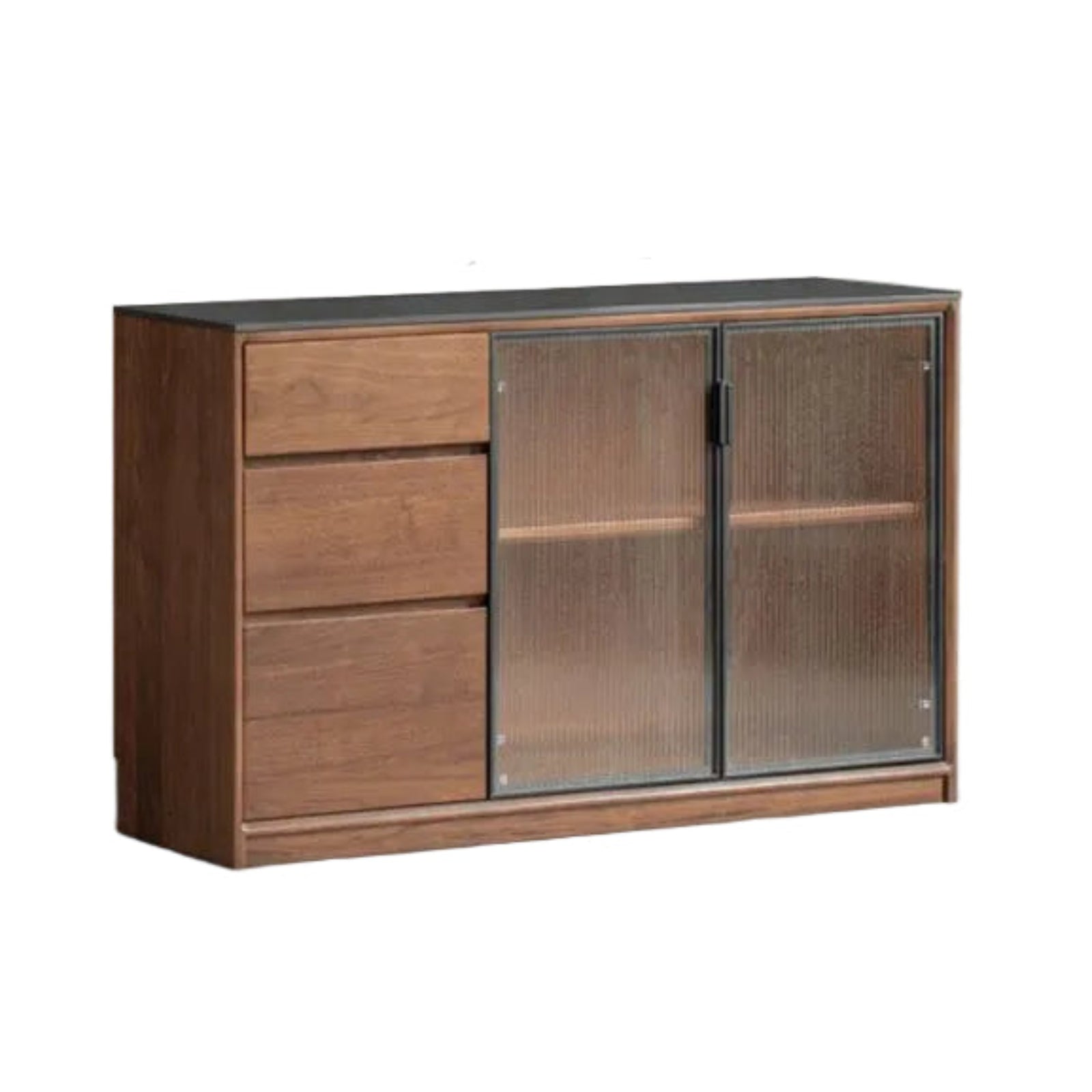 Black Walnut Solid Wood Sideboard with Italian Light Luxury Design