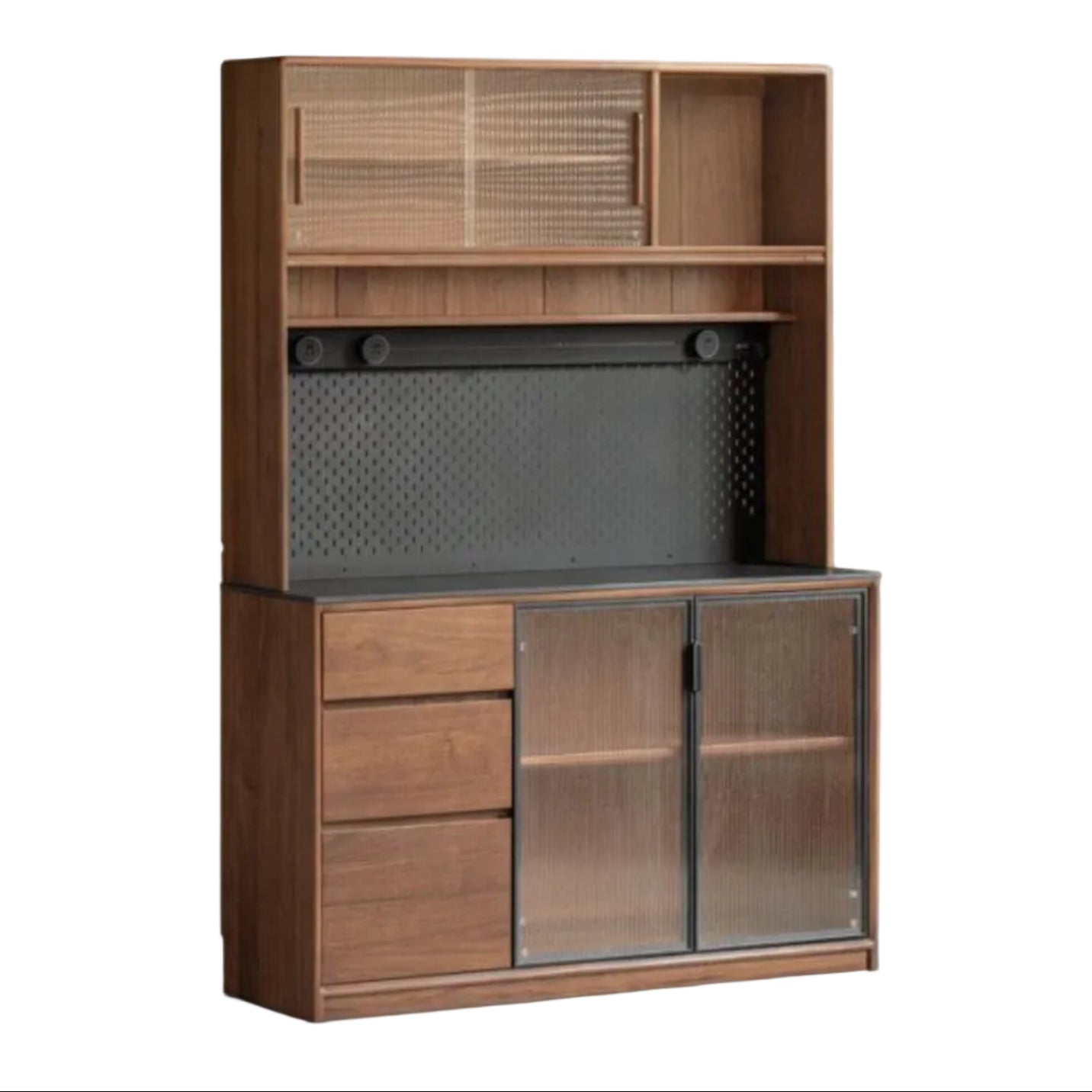 Black Walnut Solid Wood Sideboard with Italian Light Luxury Design