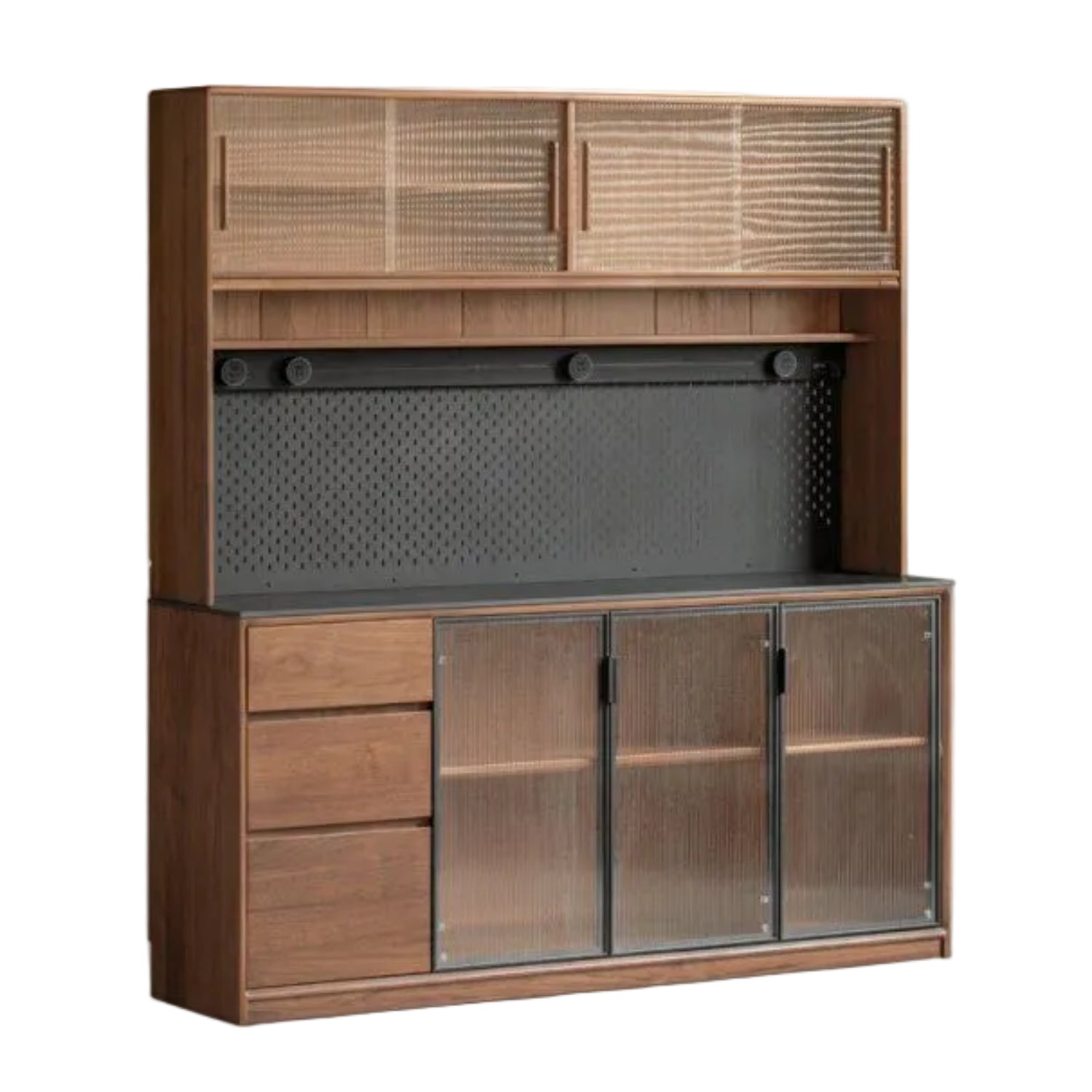 Black Walnut Solid Wood Sideboard with Italian Light Luxury Design