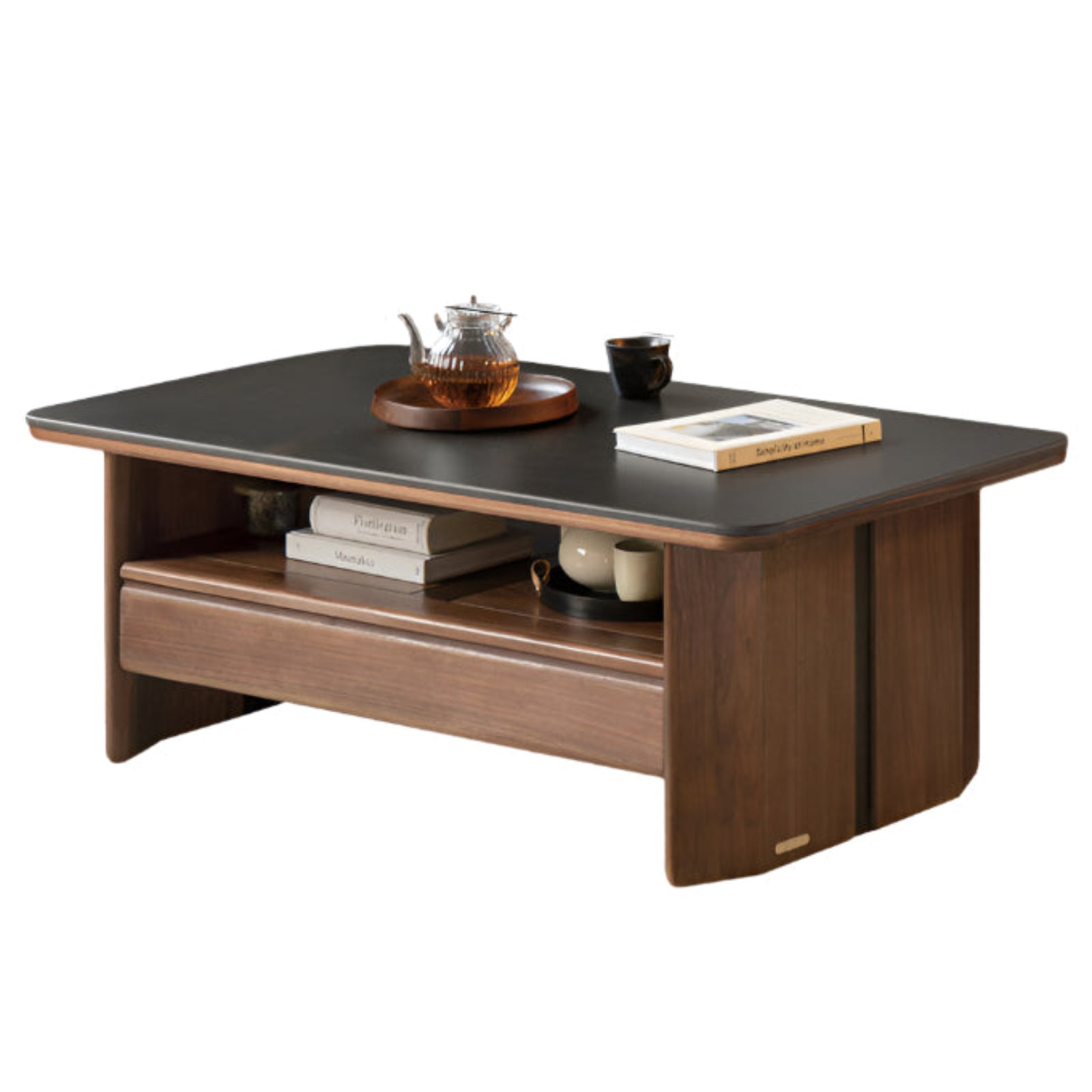 Black Walnut Solid Wood Rock Plate Coffee Table image 6
