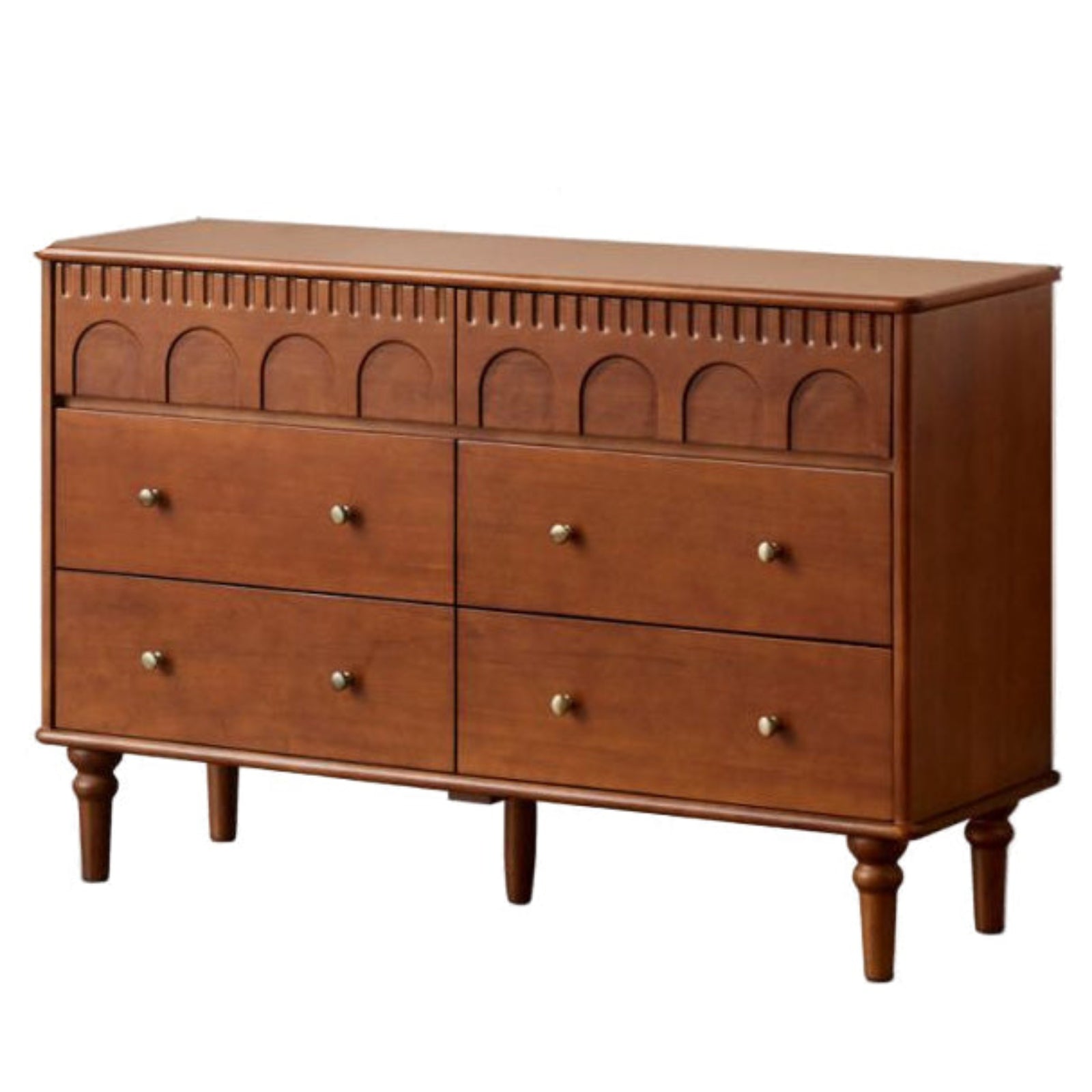 Poplar Solid Wood Medieval Style French Retro Six-Drawer Chest
