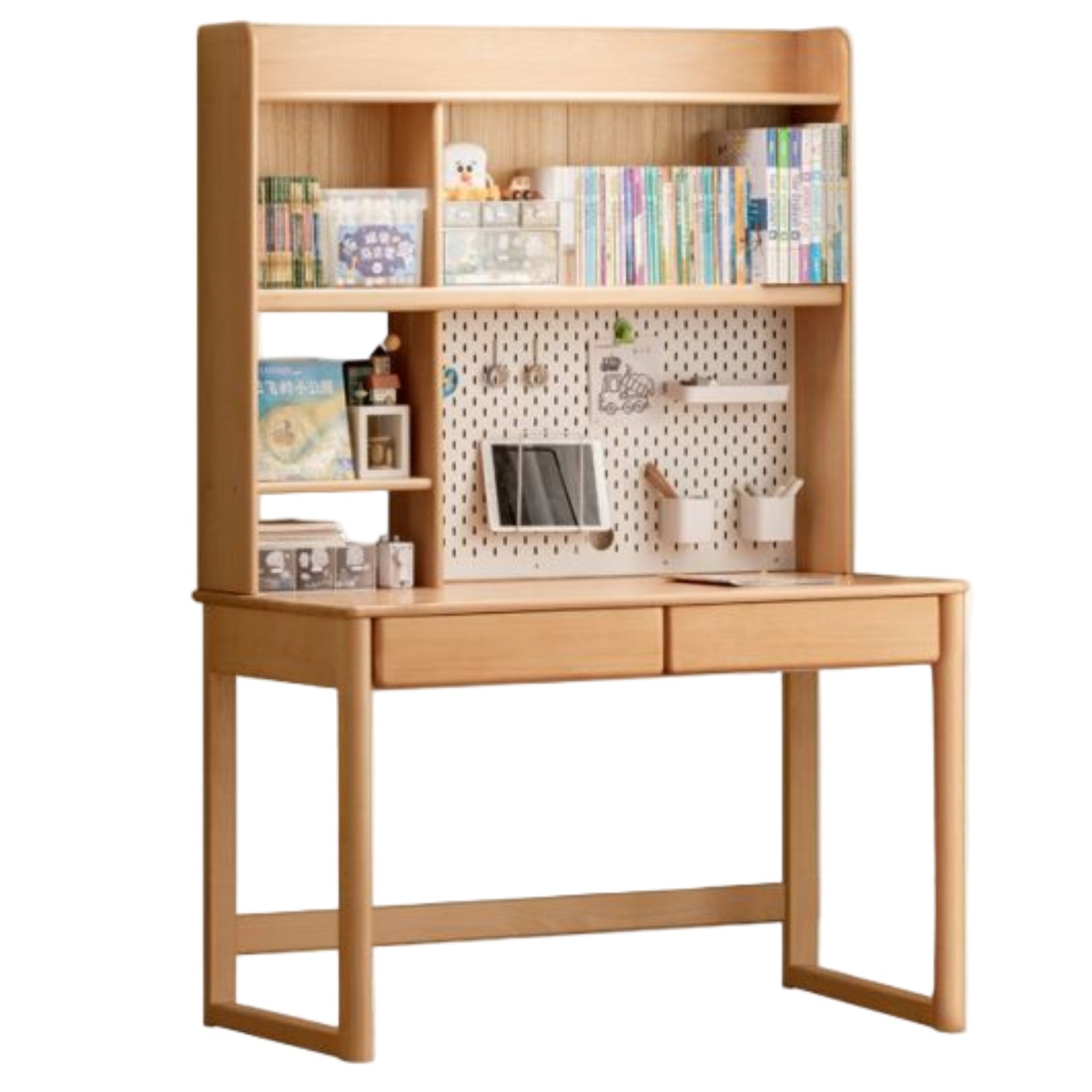 Beech Solid Wood Bookshelf Integrated Сhildren's Learning Desk