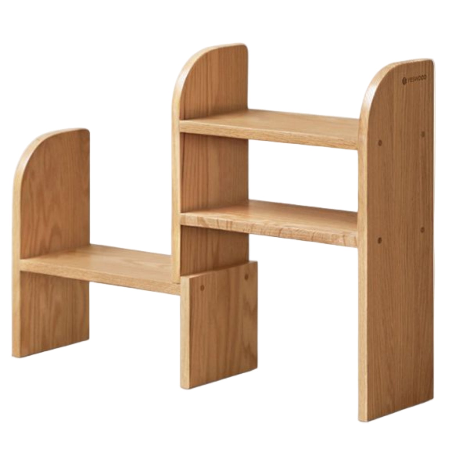 Solid Rubberwood, Oak Solid Wood Bookshelf Retractable