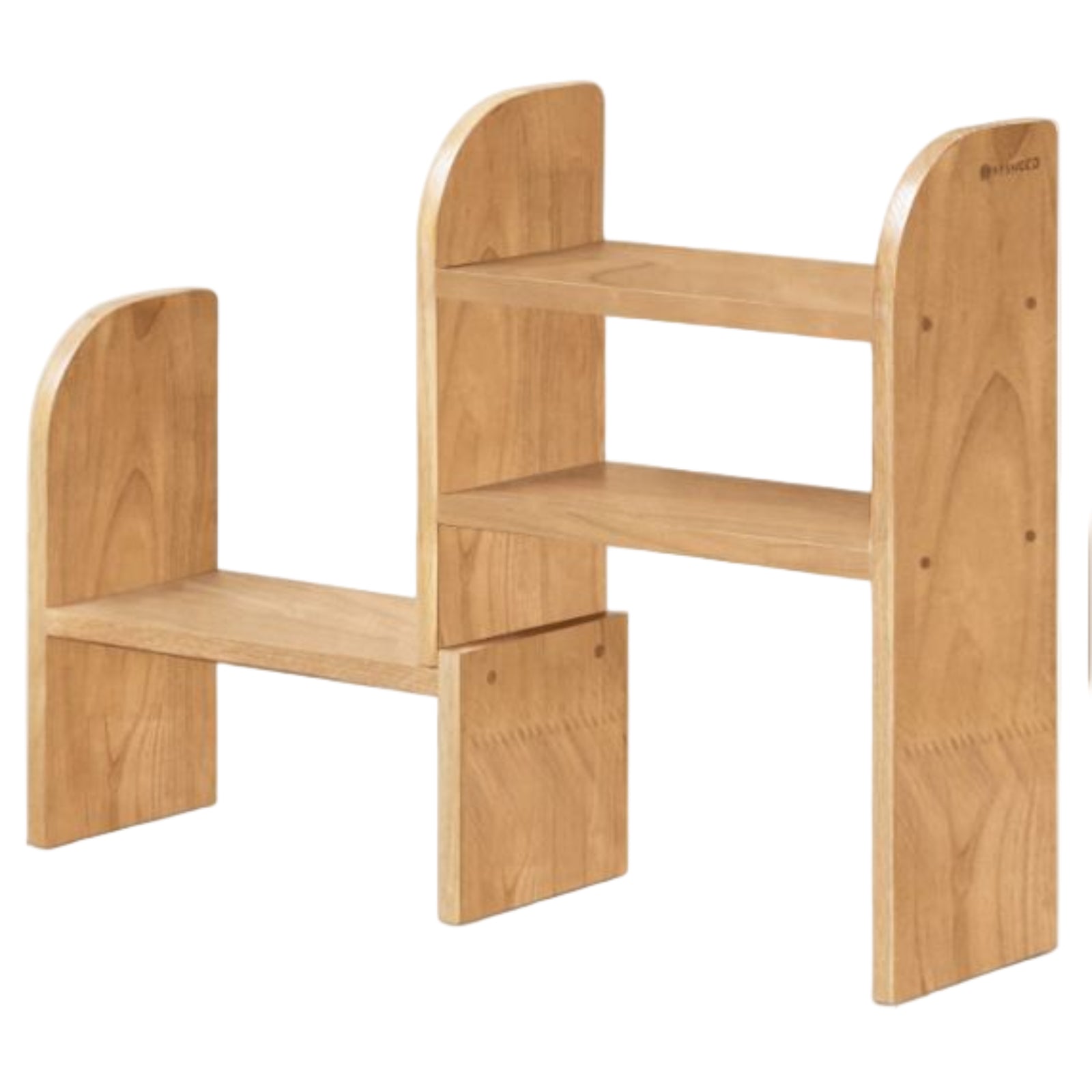 Solid Rubberwood, Oak Solid Wood Bookshelf Retractable