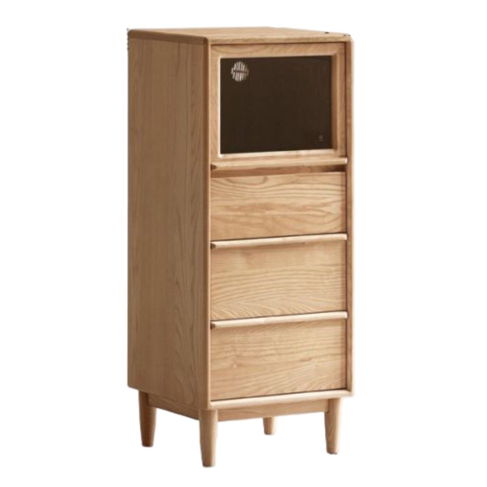 Ash Solid Wood Modern Minimalist Side Cabinet with Light.