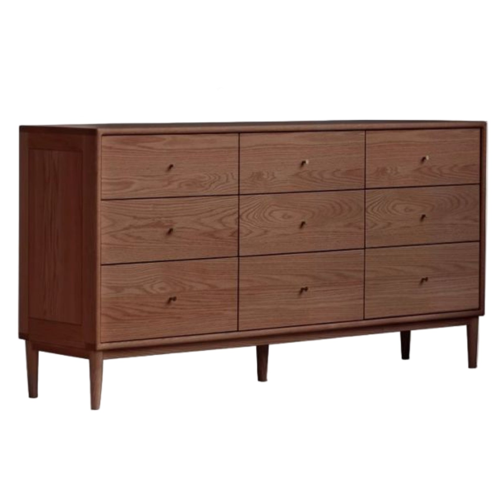 Oak, Solid Rubberwood Modern Minimalist Chest of Drawers