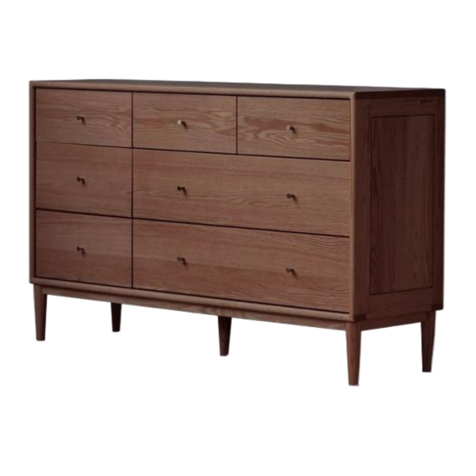 Oak, Solid Rubberwood Modern Minimalist Chest of Drawers