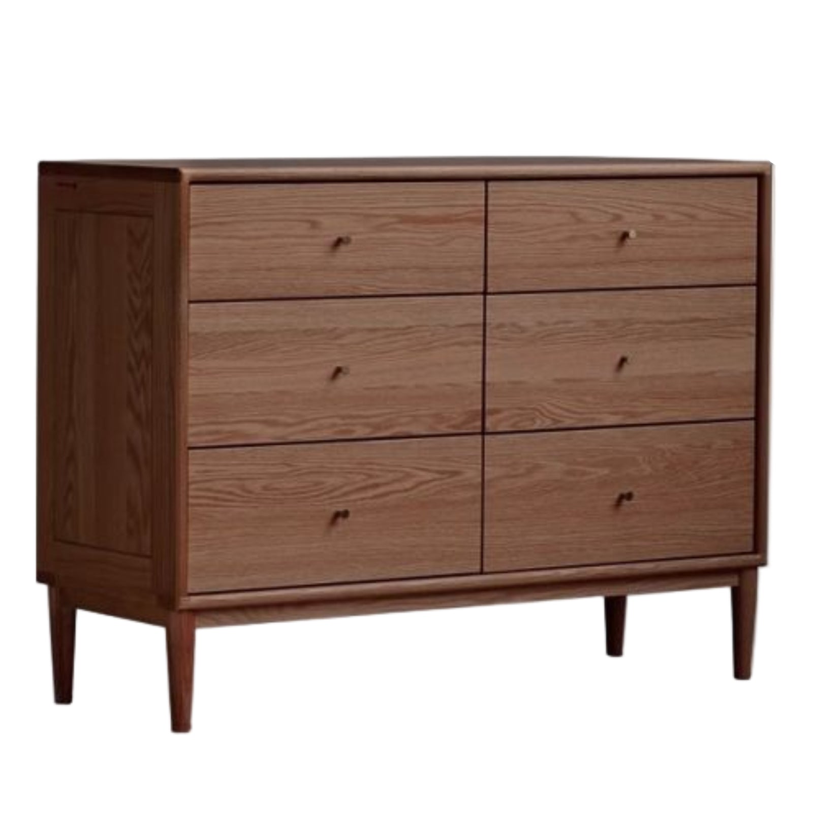 Oak, Solid Rubberwood Modern Minimalist Chest of Drawers