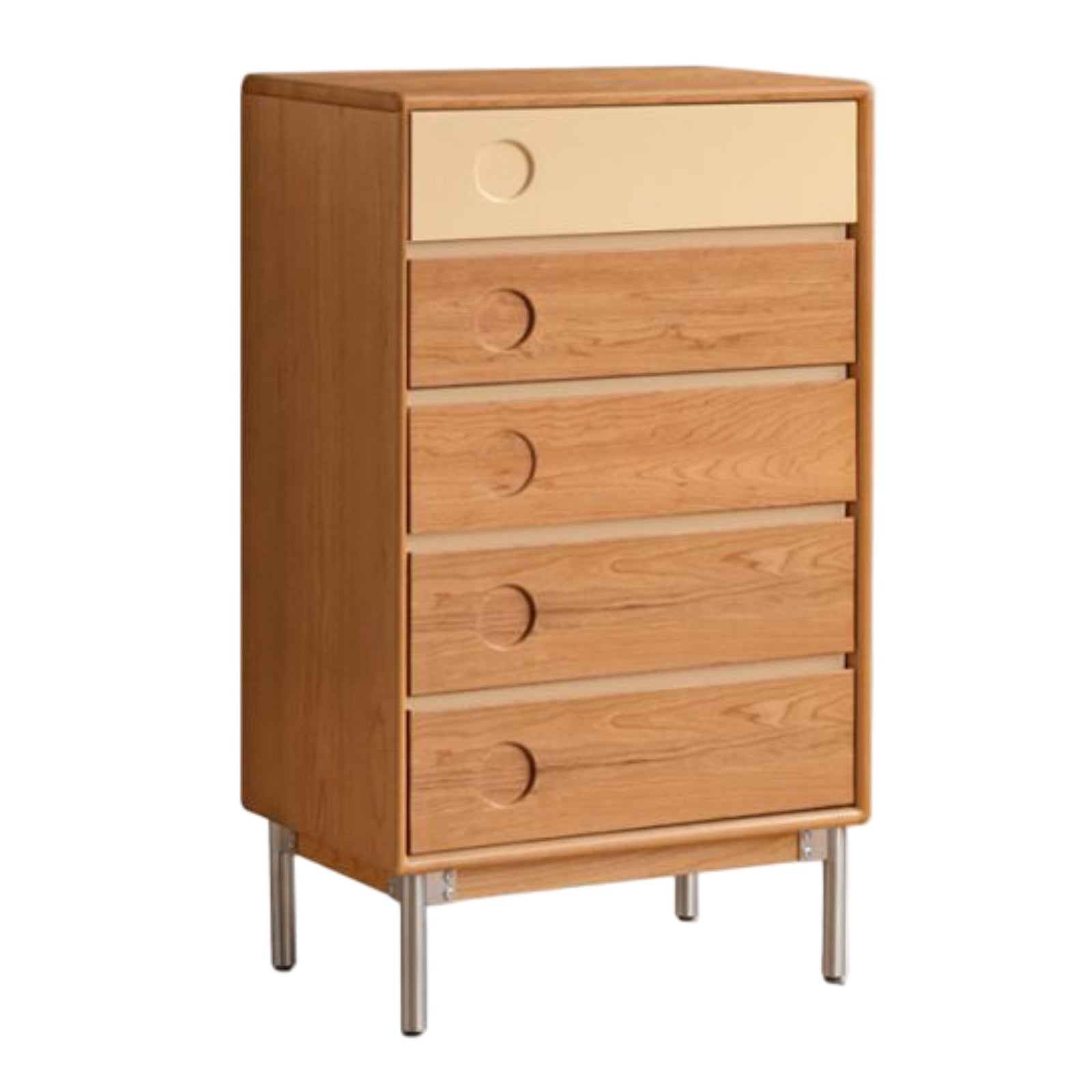 Cherry, Poplar Solid Wood Modern Minimalist Chest of Drawers